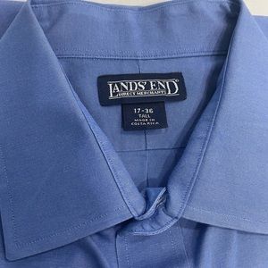 Lands End Mens Dress Shirt 17/36 Tall French Blue